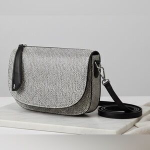 CO-LAB - Textured Black and White Saddle Bag Crossbody Purse